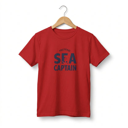 Red t-shirt on a hanger. TextPretend Sea Captain with a red anchor.