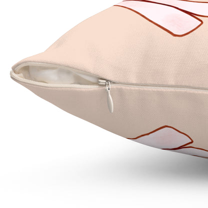 Beige pillow with a zipper on a white background