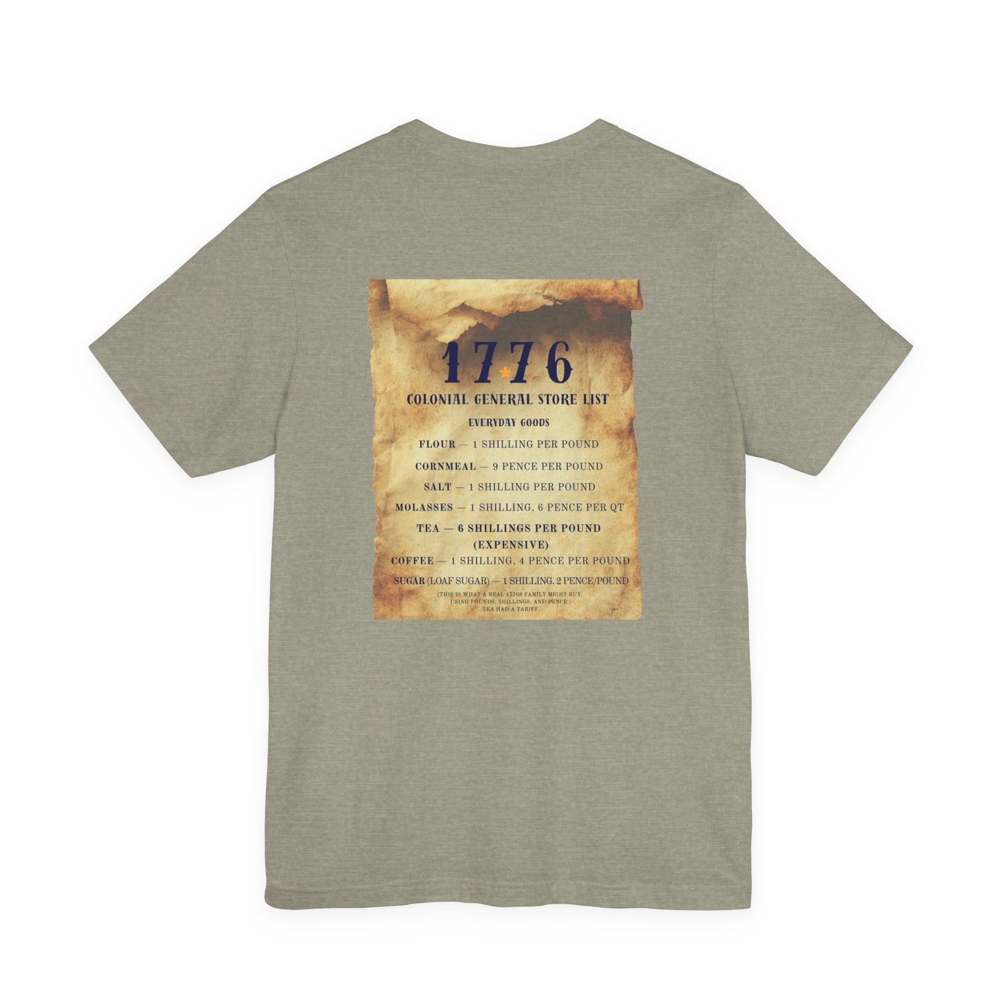 Everyday Errands Tee — Grocery Front, 1776 Store List Back