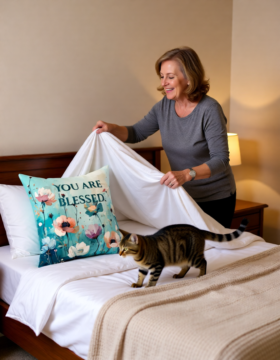 Pillow: You Are Blessed - Floral Design Accent Decor