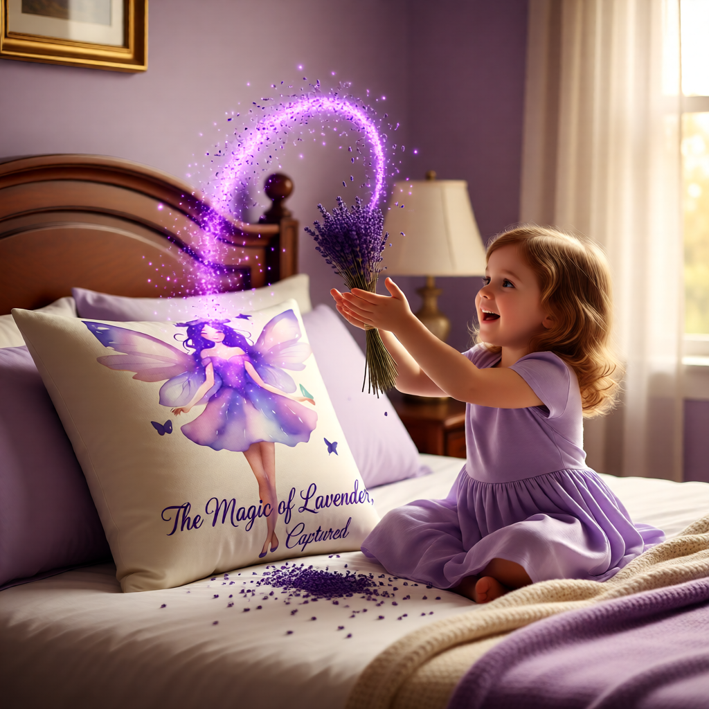 Lavender Fairy Decorative Pillow — Purple Watercolor Fairy Throw Pillow