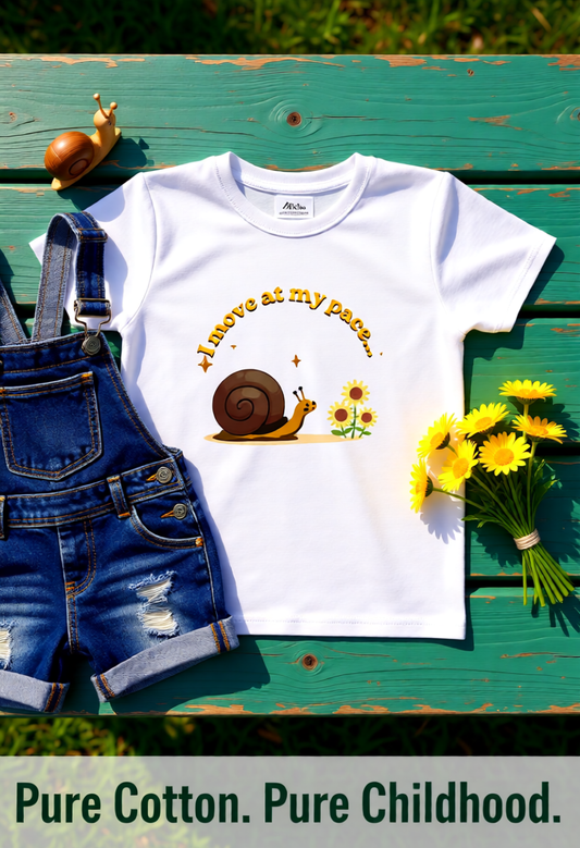 Youth Tee — Cute Snail "I Move at My Pace" Graphic T-Shirt