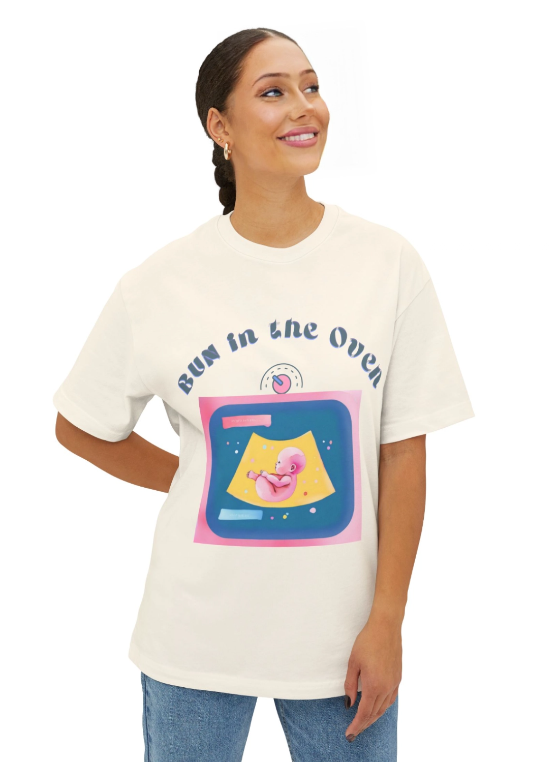 BUN in the OVEN Baby Tee — Oversized Pregnancy Announcement Tee
