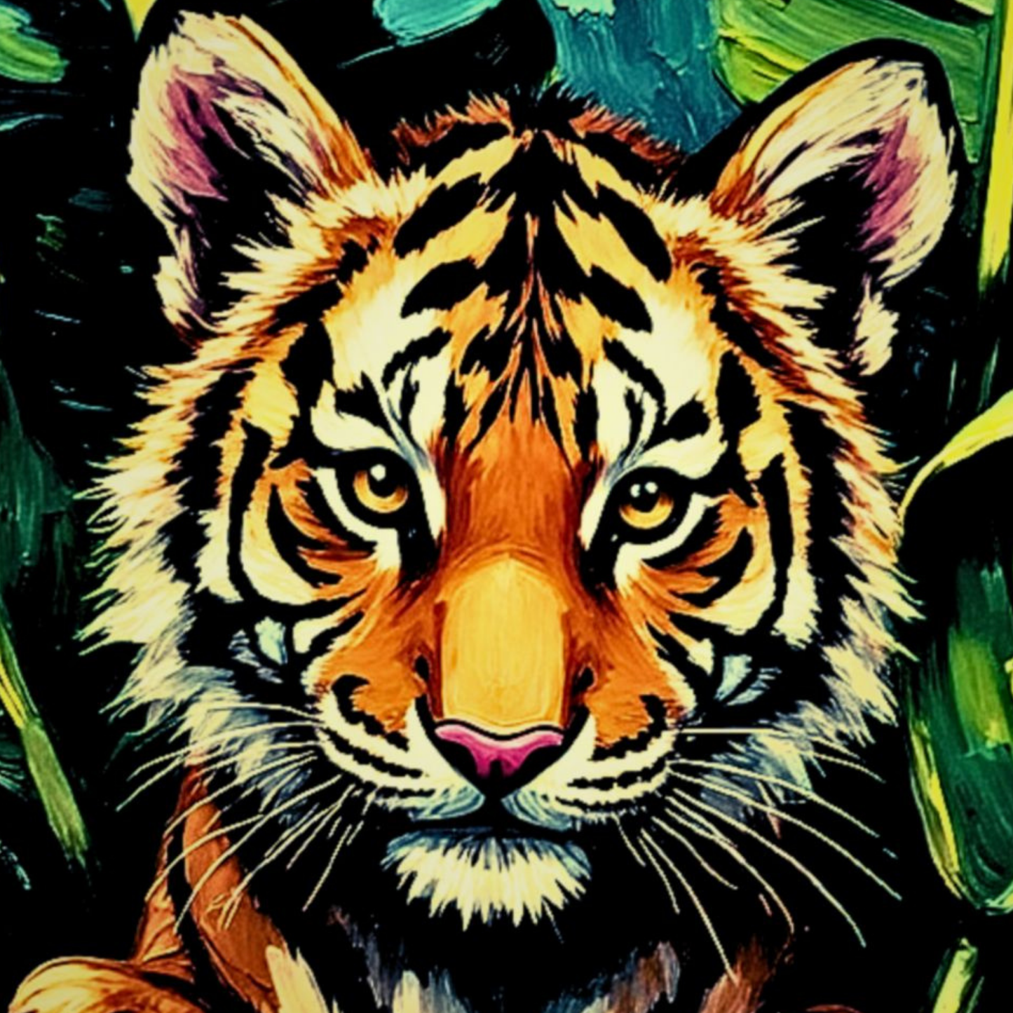 Wall Print Poster: Tiger Cub Jungle Art — Square Matte
