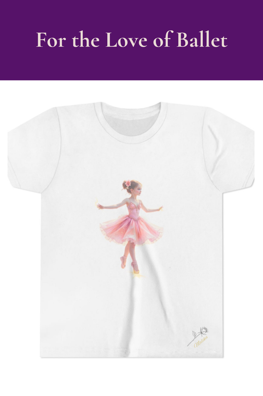 Youth Ballet T‑shirt – Pink Watercolor Tween Ballerina Tee