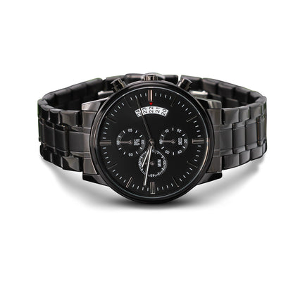 For the Man Who Anchors You: Customizable Engraved Black Chronograph Watch