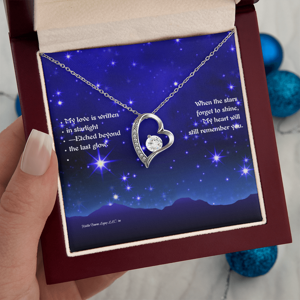Forever Love Necklace - The Stars Echoe My Infinite Devotion-White Gold