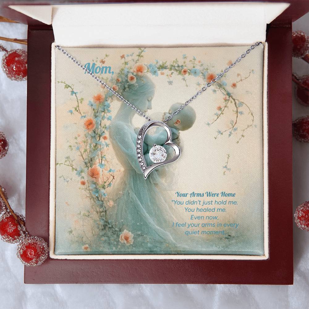 ❄️ Her Arms Were Home: Heart Pendant for Mom
