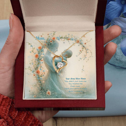 ❄️ Her Arms Were Home: Heart Pendant for Mom