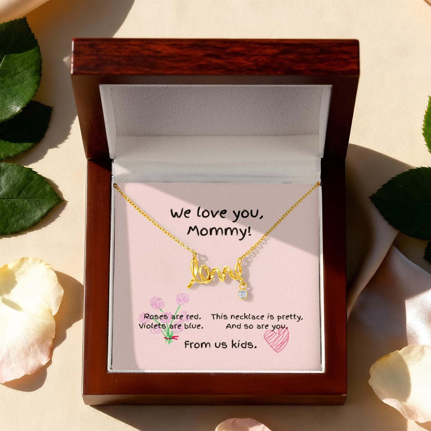 Love Scripted Necklace: We Love You Mommy, From Us Kids