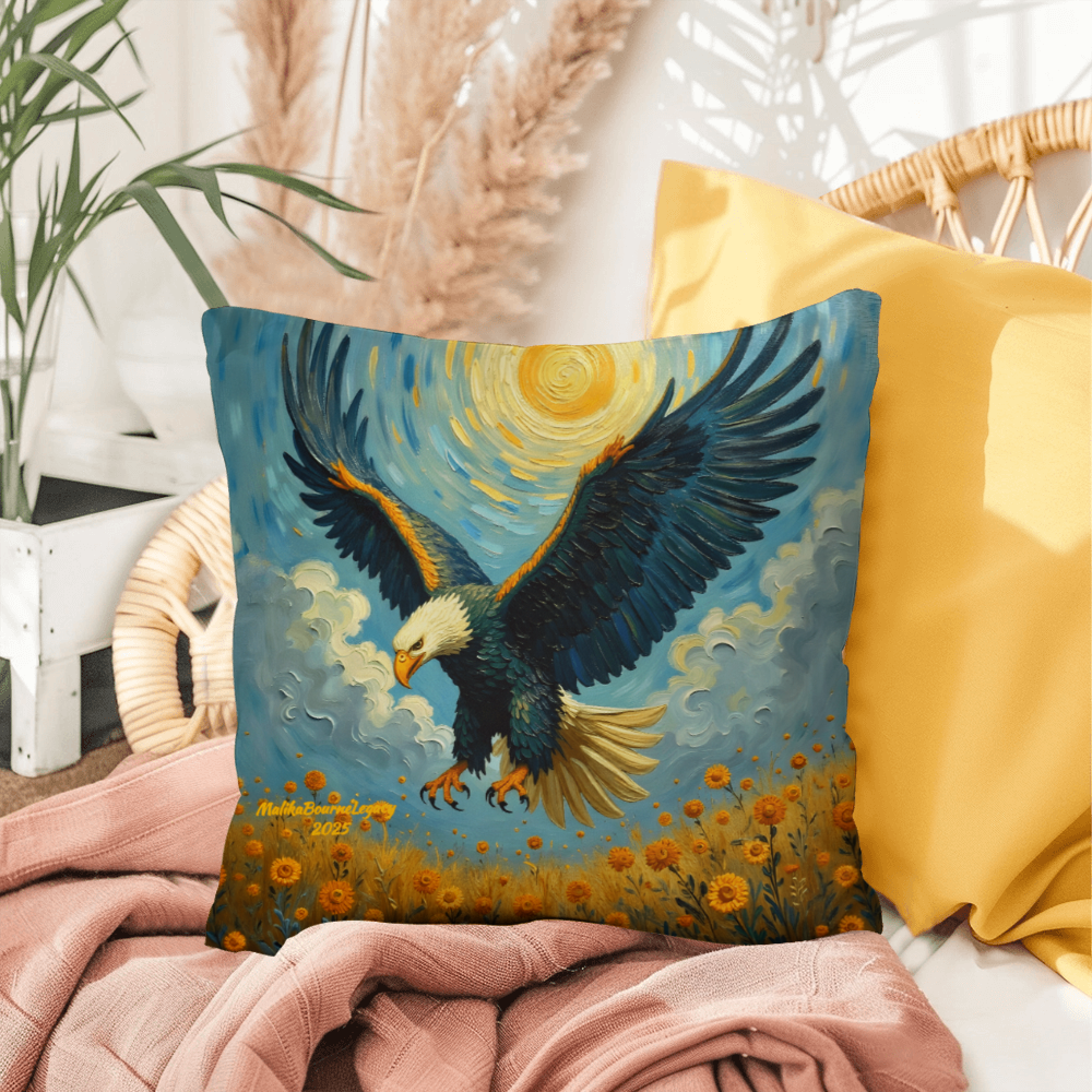 On Eagles Wings Throw Pillow