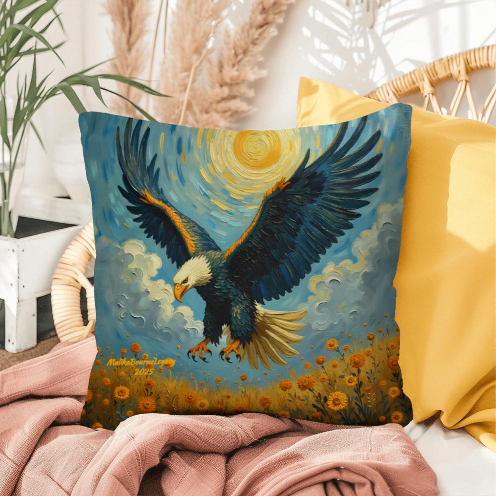 On Eagles Wings Throw Pillow