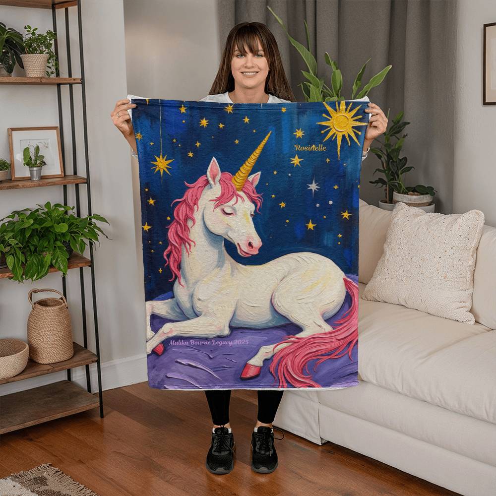 Gift Rosinelle Unicorn Blanket – Soft Pastel Sherpa Throw for Kids
