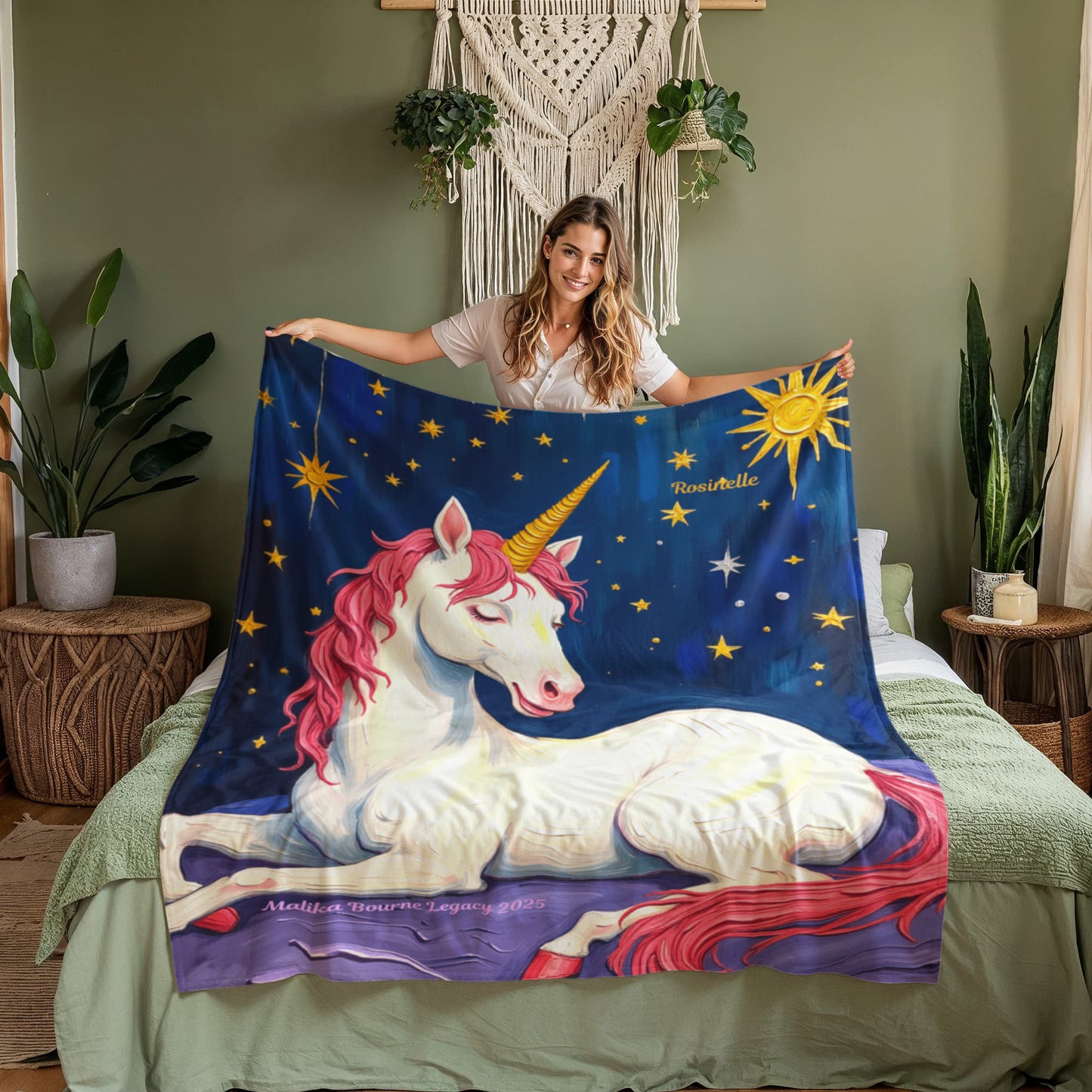 Gift Rosinelle Unicorn Blanket – Soft Pastel Sherpa Throw for Kids