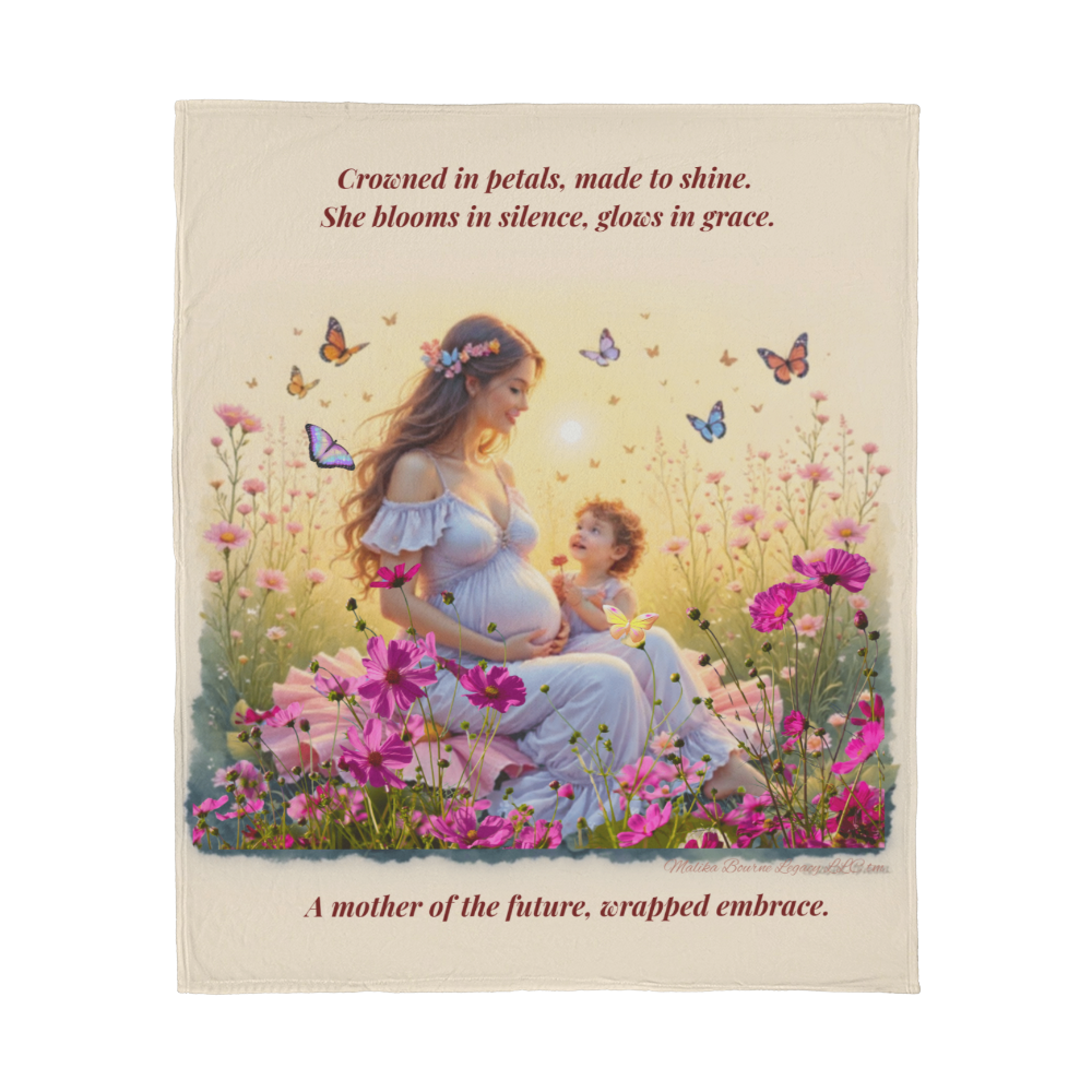 Crowned in Petals Jersey Fleece Blanket for the Mother-to-Be