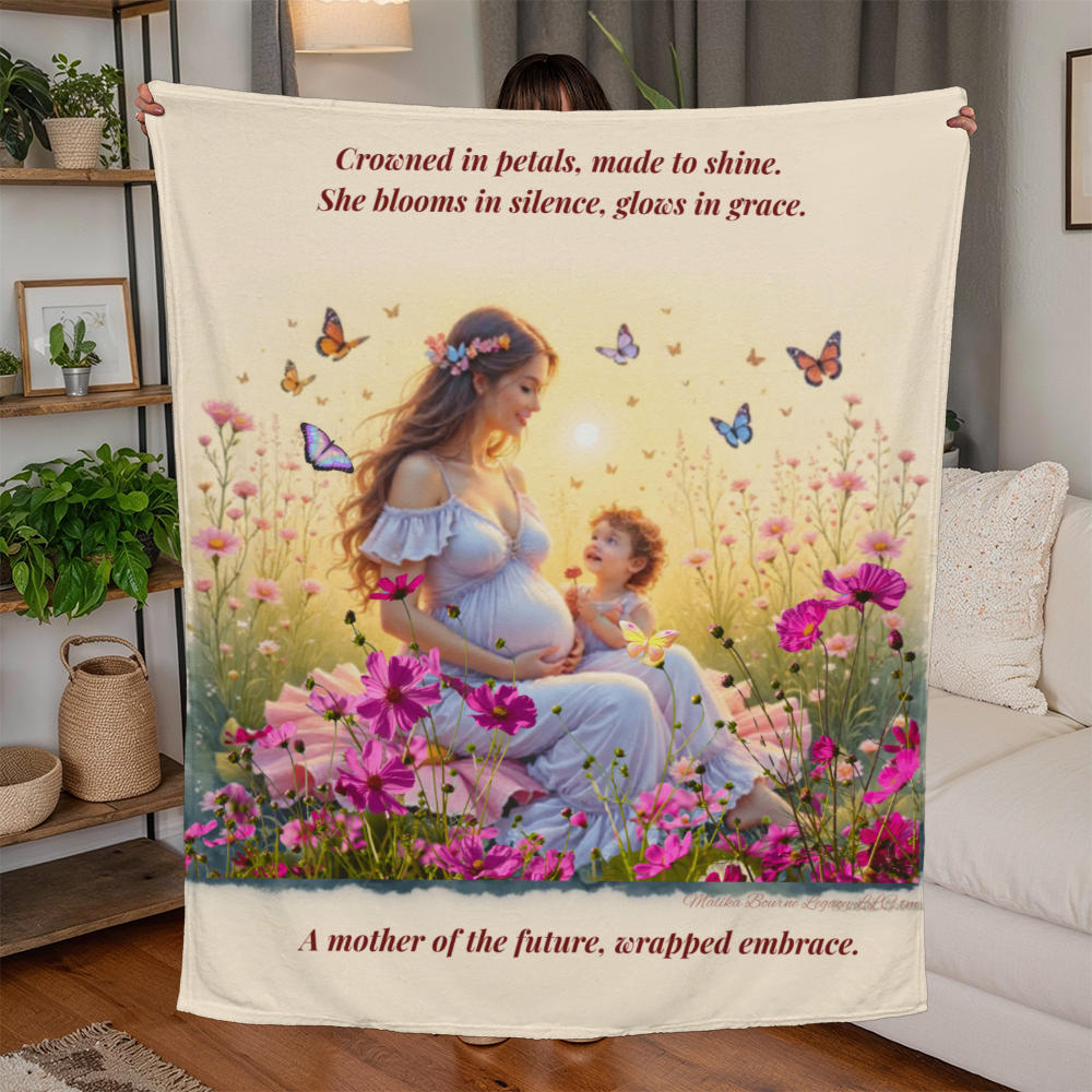 Crowned in Petals Jersey Fleece Blanket for the Mother-to-Be