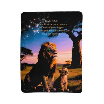 Sherpa Fleece Blanket 30x40 or 40x80: Lion, Cub Stargaze