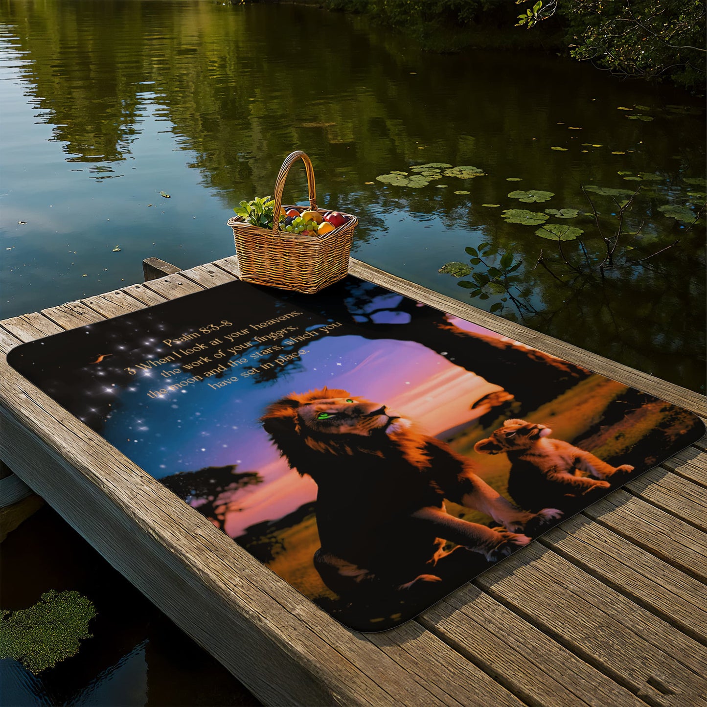 Sherpa Fleece Blanket 30x40 or 40x80: Lion, Cub Stargaze