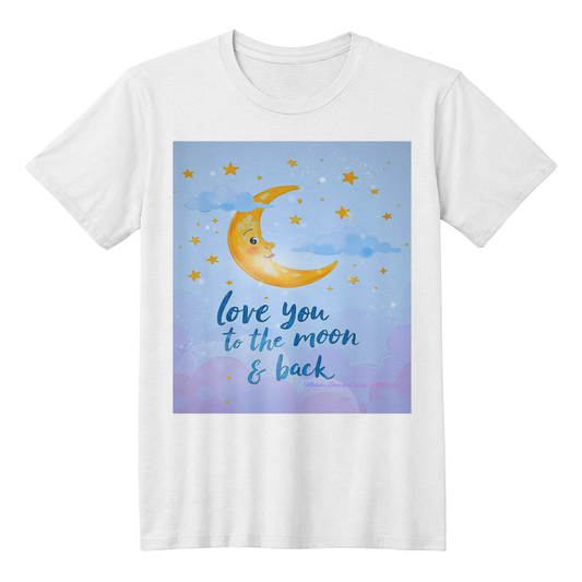 T-shirt White: To the Moon and Back blue Women Size