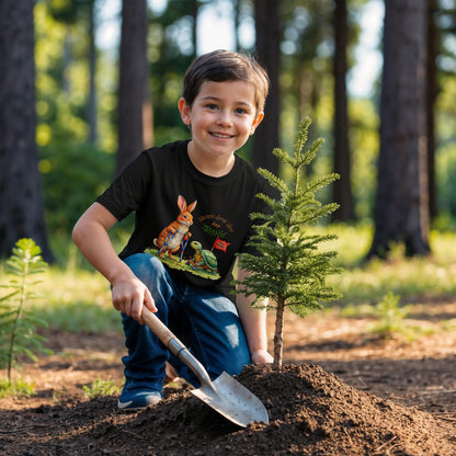 T-Shirt Front Print Unisex Youth: Turtle and Hare on Crutches