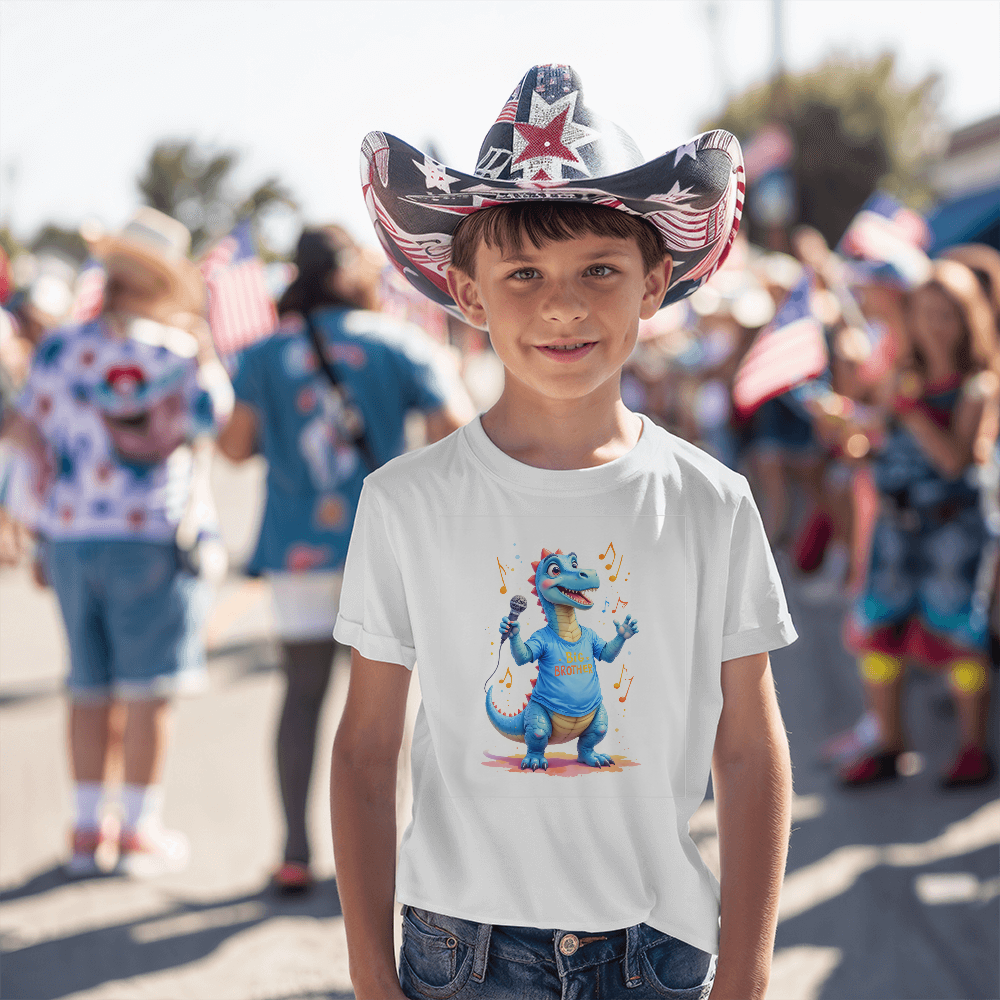 T-shirt Youth Jersey Tee: Big Brother Blue Youth Dinosaur