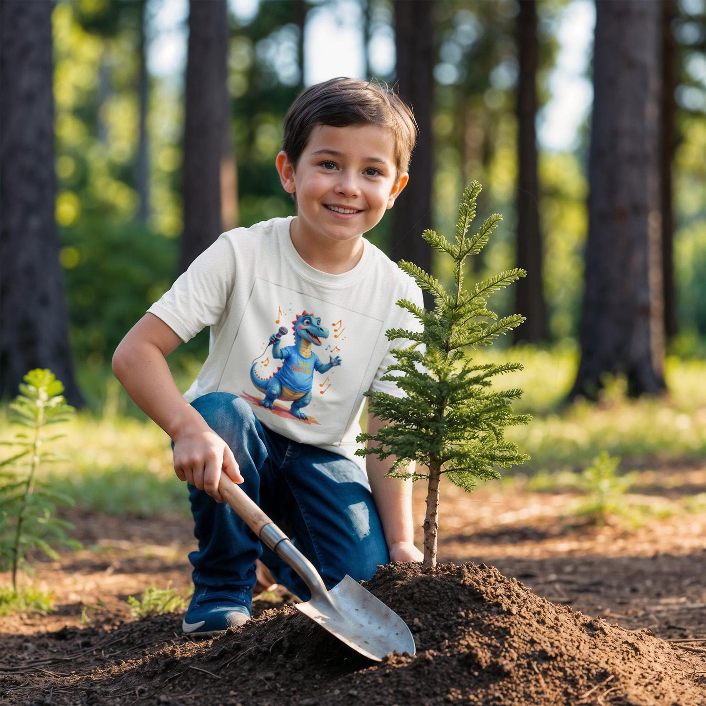 T-shirt Youth Jersey Tee: Big Brother Blue Youth Dinosaur