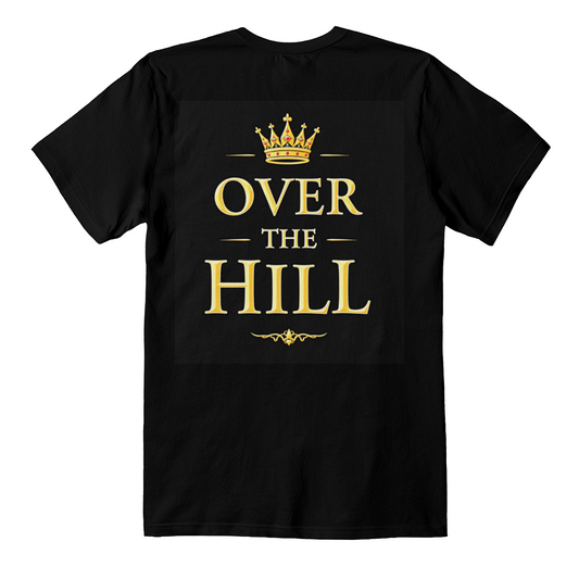 T-Shirt Back Print Black: Over the Hill: Unisex