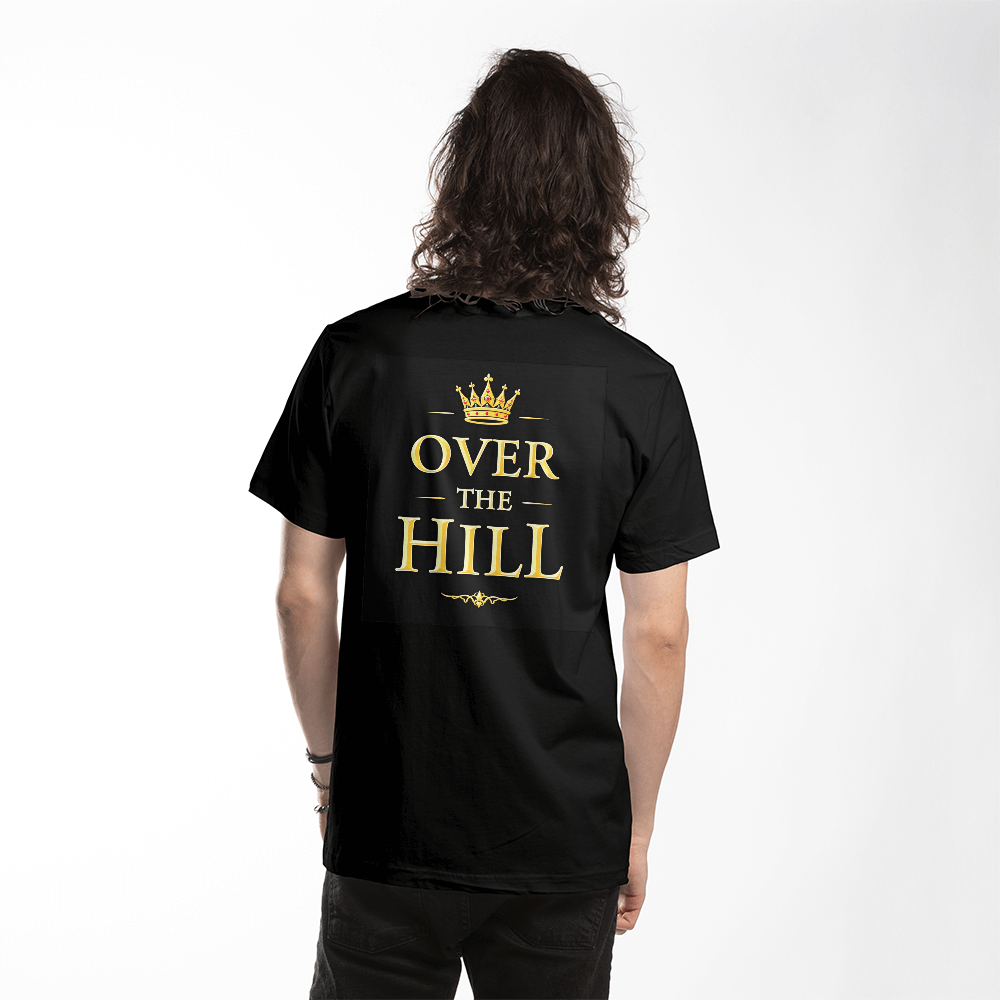 T-Shirt Back Print Black: Over the Hill: Unisex