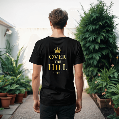 T-Shirt Back Print Black: Over the Hill: Unisex