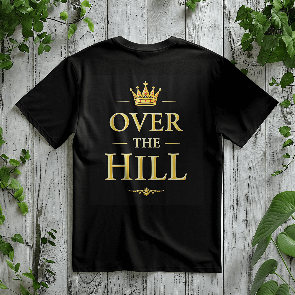 T-Shirt Back Print Black: Over the Hill: Unisex