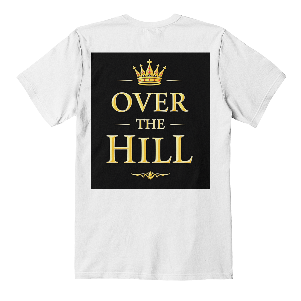 T-Shirt Back Print Black: Over the Hill: Unisex