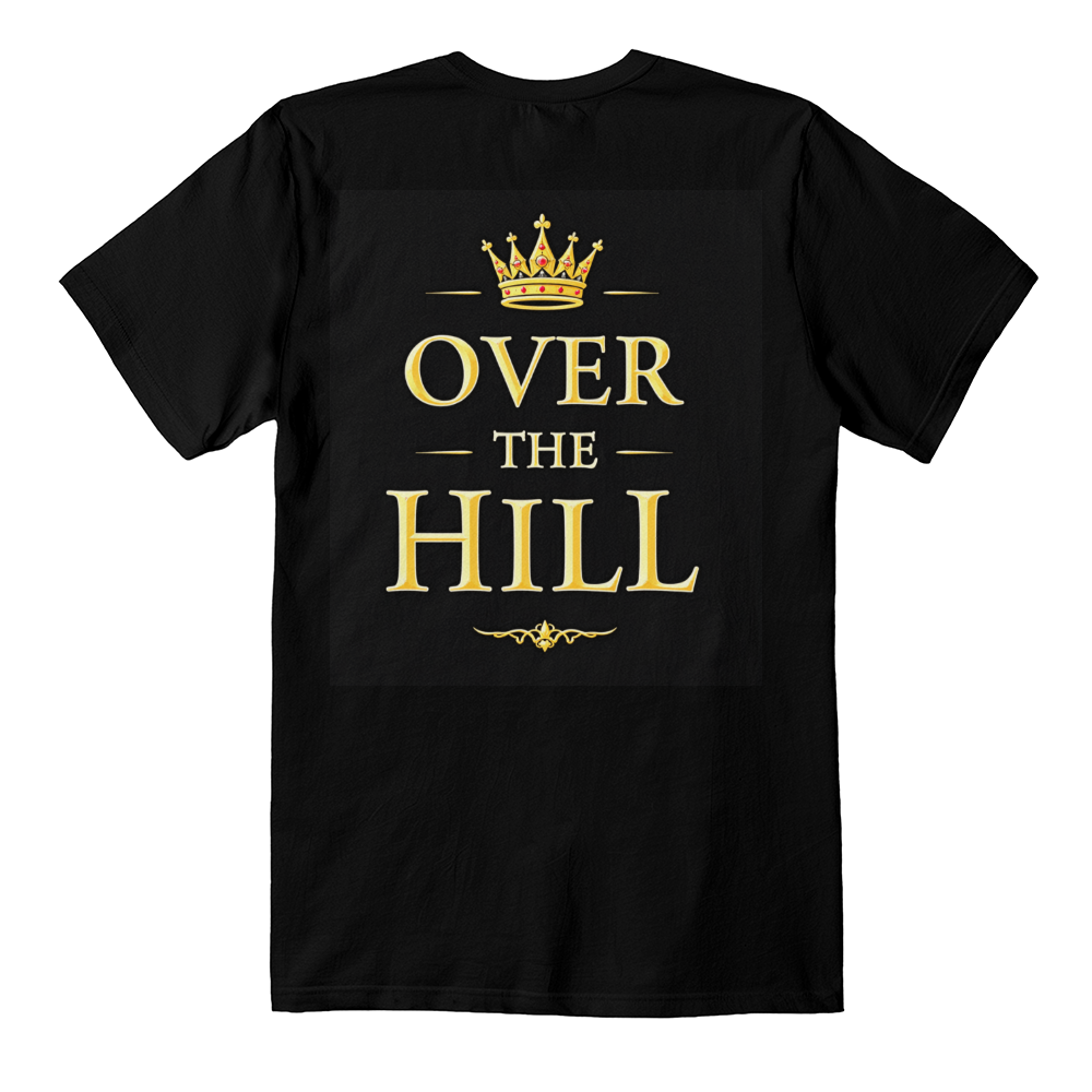T-Shirt Back Print Black: Over the Hill: Unisex