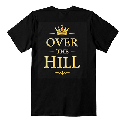 T-Shirt Back Print Black: Over the Hill: Unisex