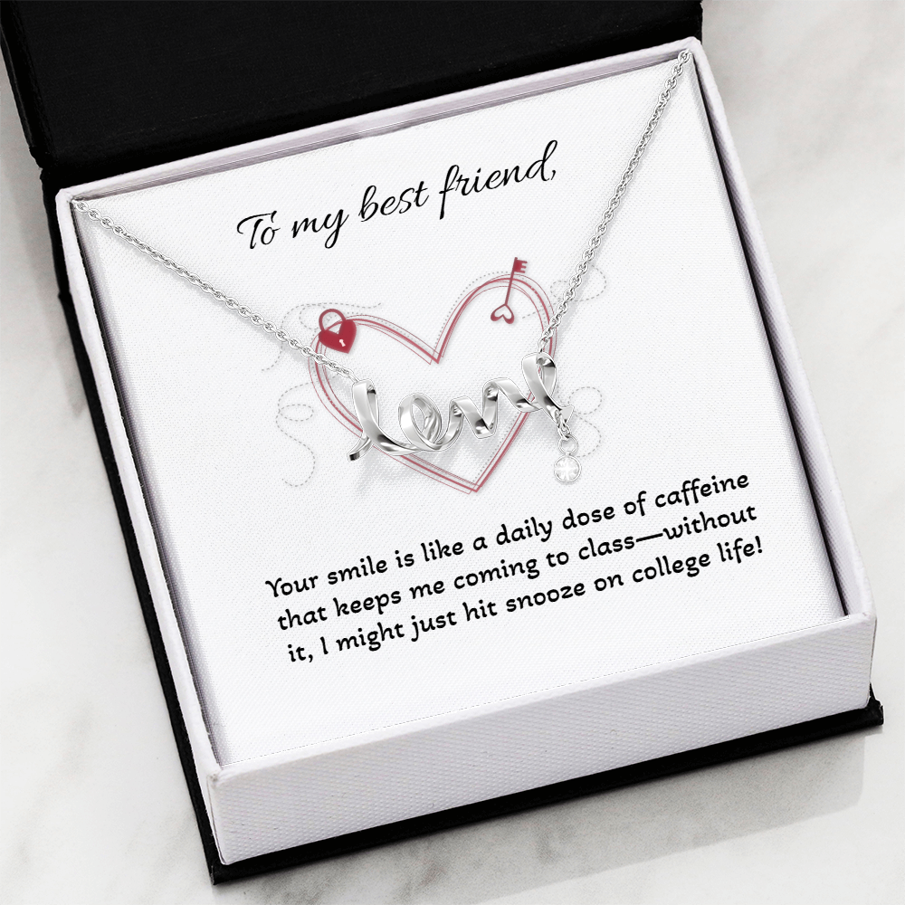 Scripted Love Necklace with POD Message: Best Friend