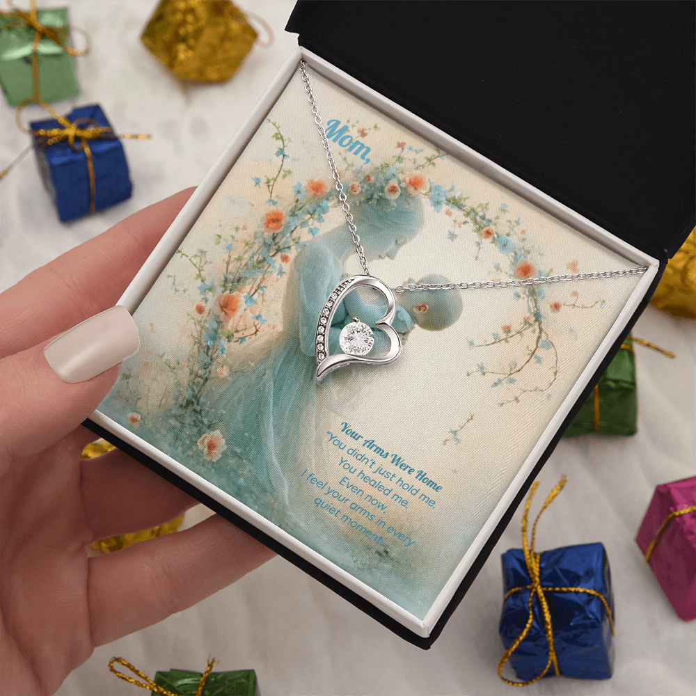 ❄️ Her Arms Were Home: Heart Pendant for Mom