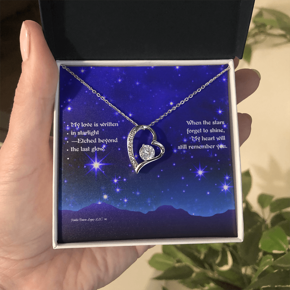Forever Love Necklace - The Stars Echoe My Infinite Devotion-White Gold