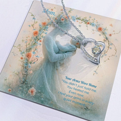 ❄️ Her Arms Were Home: Heart Pendant for Mom