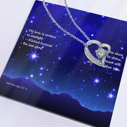Forever Love Necklace - The Stars Echoe My Infinite Devotion-White Gold