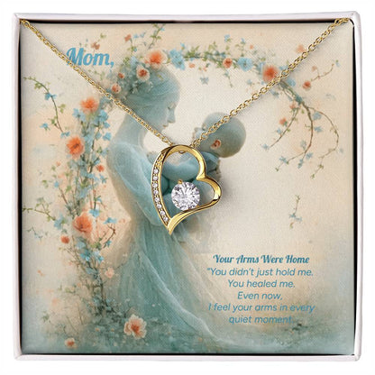 ❄️ Her Arms Were Home: Heart Pendant for Mom