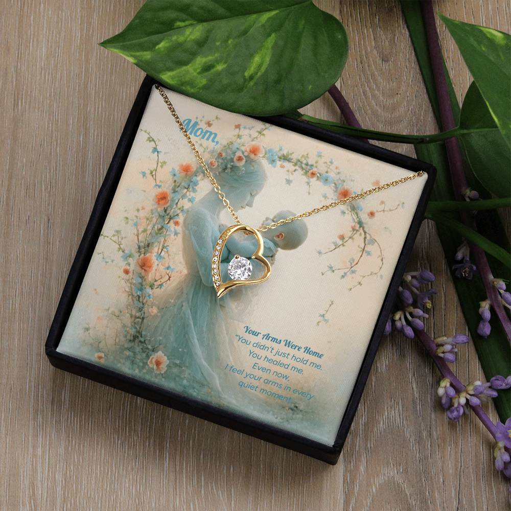 ❄️ Her Arms Were Home: Heart Pendant for Mom