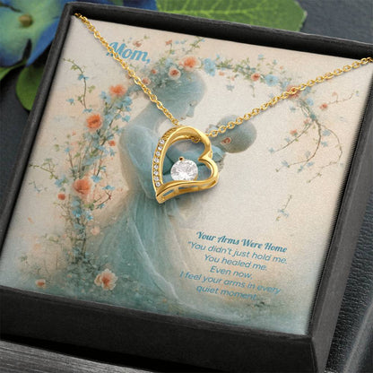 ❄️ Her Arms Were Home: Heart Pendant for Mom