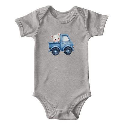 Onesie Bodysuit: Rootin' Tootin' Baby Brother Truck Blue