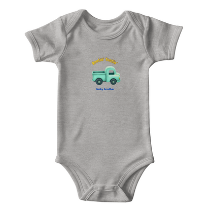 Onesie Bodysuit: Rootin' Tootin' Baby Brother Truck Green