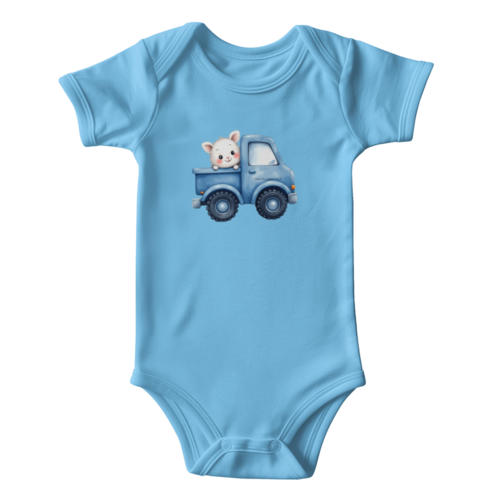 Onesie Bodysuit: Rootin' Tootin' Baby Brother Truck Blue
