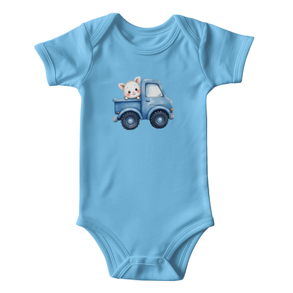 Onesie Bodysuit: Rootin' Tootin' Baby Brother Truck Blue