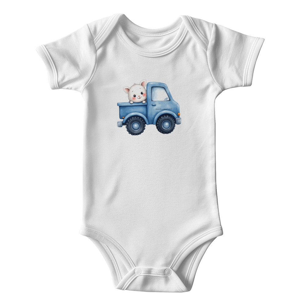 Onesie Bodysuit: Rootin' Tootin' Baby Brother Truck Blue