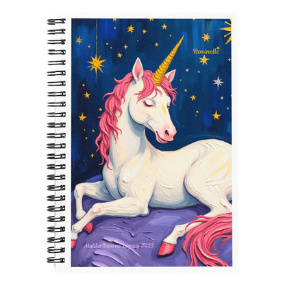 Unicorn Spiral Notebook – 6x8 Pastel Journal with Pocket - Rosinelle
