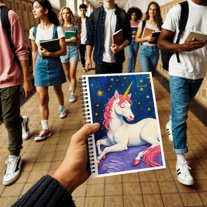 Unicorn Spiral Notebook – 6x8 Pastel Journal with Pocket - Rosinelle