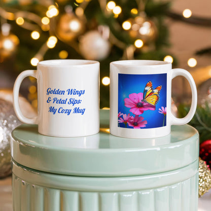 Golden Wings & Petal Sips: Ceramic Mug Relaxation Routine