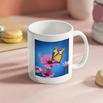 Golden Wings & Petal Sips: Ceramic Mug Relaxation Routine